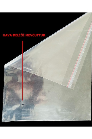 Hg Ambalaj 50 Adet 26x42 Cm Bantlı Yapışkanlı Şeffaf Opp Jelatin Poşet, Şeffaf Poşet 26x37+5 Cm