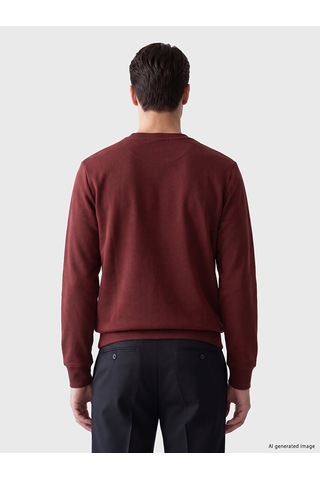 Lcwaıkıkı Classic Bordo Bisiklet Yaka Baskılı Erkek Sweatshirt