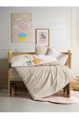 Cotton Box Punch Nakışlı Bebek Nevresim Takımı Kiddo Krem