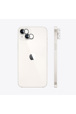 Safeus Safir Temperli Kamera Lens Koruyucu Apple Uyumlu iPhone 14 Plus Ve İle Beyaz