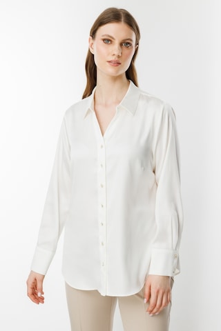 Ekol Kadın Büyük Beden Saten Gömlek 3510 Ekru Ekru