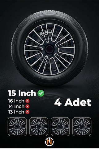 Lancia Y Ypsilon 15 İnç Jant Kapağı Takım Siyah Gri C116