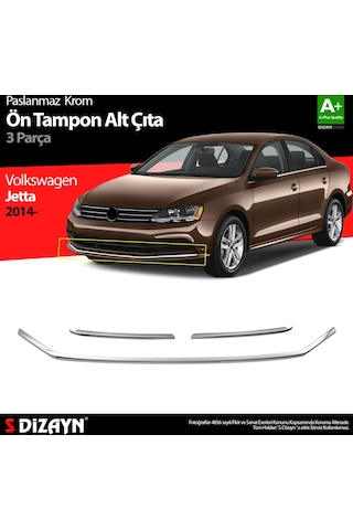 S-Dizayn  Volkswagen Jetta Krom Ön Tampon Çıta 3 Prç. 2014 Üzeri
