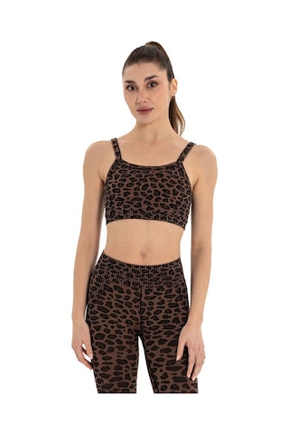 Inguz Leopar Desen Seamless Bra Kahverengi - Siyah