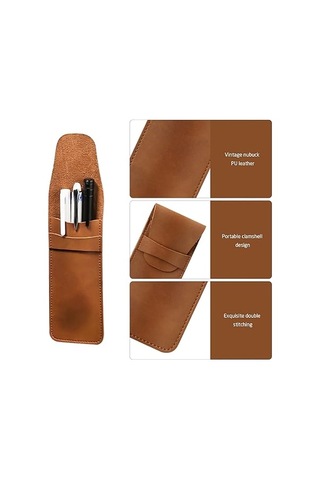 Adet Pu Deri Kalem Kutusu, Kalem Kutusu, Tükenmez Kalem Siyah Ve Kahverengi , Siyah, Kahverengi, Evrak Çantası Th