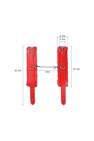 Zaga Oyun Deri Fantezi Kelepçesi Kırmızı Çok Renkli