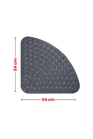 Vantuzlu Banyo Duş Kaydırmaz Paspası Üçgen, Küvet İçi Banyo Zemini Kaydırmaz Masaj Halı 54x54cm Gri