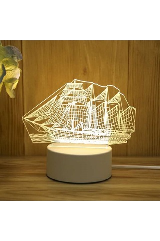 3d Gece Lambası Usb Renkli Uzaktan Kumanda - Yelkenli Diğer