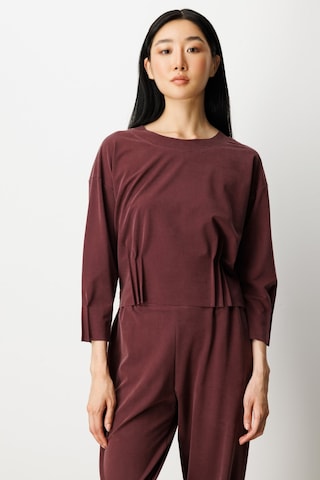 On Kadın Pile Detaylı Sıfır Yaka Bluz 64408 Bordo Bordo