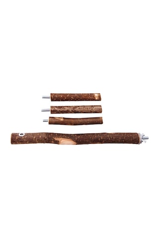 3 Lü Asmalı Kuş Tüneği 25 Cm Ahşap Ve Halatlı Kuş Oyun Aksesuarı