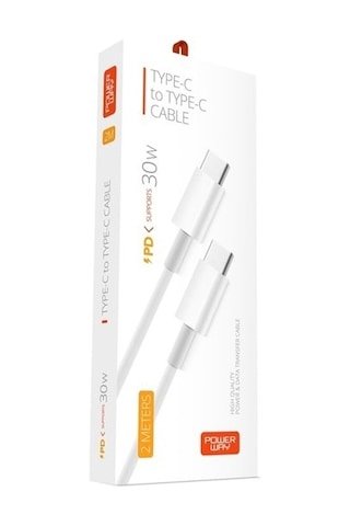 Powerway Type-C To Type-C Pd 30W 2 Metre Şarj Ve Veri Aktarım Kab