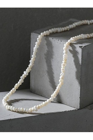 Düzensiz Barok Tatlısu Inci Kolye Kadınlar İçin 925 Ayar Gümüş Minimalist Boho Aksesuarları Güzel Kuyumculuk Zincir Kolyeler Altın - Beyaz