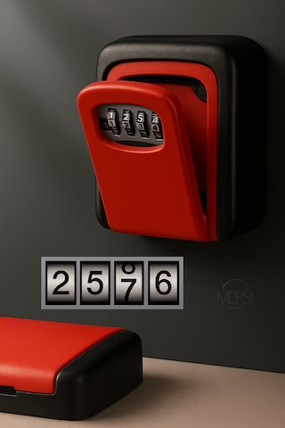 Kırmızı Şifreli Güvenlik Kasası Anahtar Eşya Saklama Kutusu Çelik Dayanıklı Saklama Kasası Koyu Kırmızı