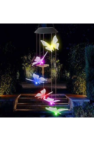 Youtek Güneş Enerjili Renk Değiştiren Kelebek Zil Lambası - Bahçe Ve Bahçe Dekorasyonu Işıklı Aksesuar