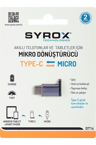 Syrox DT14 Micro USB to Type-C Dönüştürücü