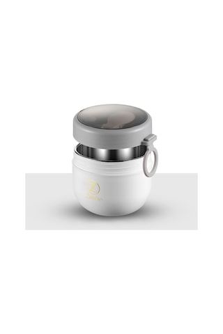 Paslanmaz Çelik Sızdırmaz Kapaklı Yemek & Çorba Termosu 600 Ml Beyaz