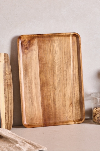 Akasya Dikdörtgen Tepsi 34x24 Cm Kahverengı Kahverengi