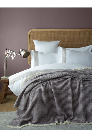 Bedline Şönil Nevresimli Yatak Örtüsü Seti Çift Kişilik Eternal Gri Gri