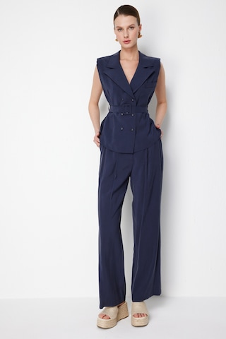 On Kadın Beli Kemerli Kruvaze Yelek 74908 Indigo Indigo