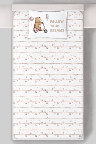 Organik Tek Kişilik Lastikli Çarşaf Seti - Minik Gezgin Renkli