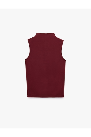 Koton Modal Kumaş Slim Fit Dik Yaka Kolsuz Tişört Bordo 7wak10090ek