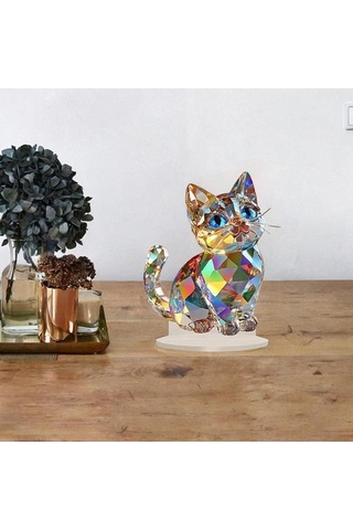 Pazly Suntek Sevimli Sanatları Modern Minyatür Kedi Heykeli El 16cmx20cm Aa 16cmx20cm