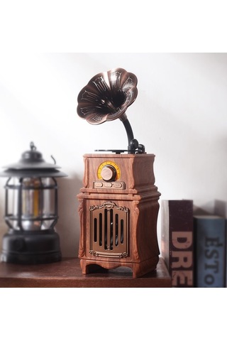 Çeşithane Mini Gramofon Bluetooth Hoparlör Retro Nostaljik Speaker Usb Tf Destekli