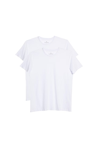 Tudors Unisex 2'li Paket Beyaz Slim Fit Dar Kesim Pamuk Bisiklet Yaka Tişört-31314 XS