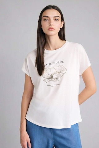Defacto Regular Fıt Bisiklet Yaka Floral Kısa Kollu Tişört H7605ax26smer105 Ekru-er105