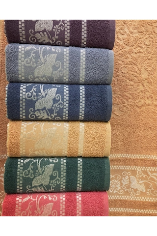 Bilmar Bukle Jakarlı Zambak Desenli El Ve Yüz Havlusu 50 X 90 Cm X 6 Adet Çok Renkli