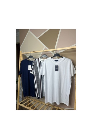 Mfz Giyim Erkek 3'lü Set Kısa Kollu Basic Slim Fit Bisiklet Yaka Pamuk Dijital Baskılı Desenli Bordo T-shirt
