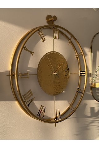 Chakra Roma - Gold - - Full Çelik - Roma Rakamlı - Pilli Led - Modern Dekoratif Duvar Saati Gold