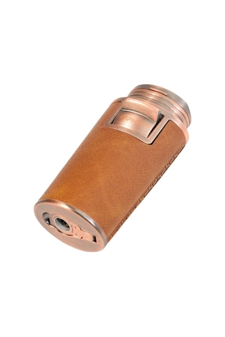 Parmida Çift Torch Pürmüz Delicili Gövdesi Deri Bronz Metal Puro Çakmağı - Tr9616