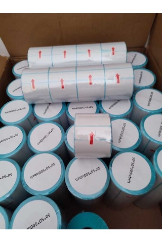 Barkod Etiket Sticker 50x50 Mm Lamine Termal Etiket 1 Rulo 500 Tam Adet Etikettir 1