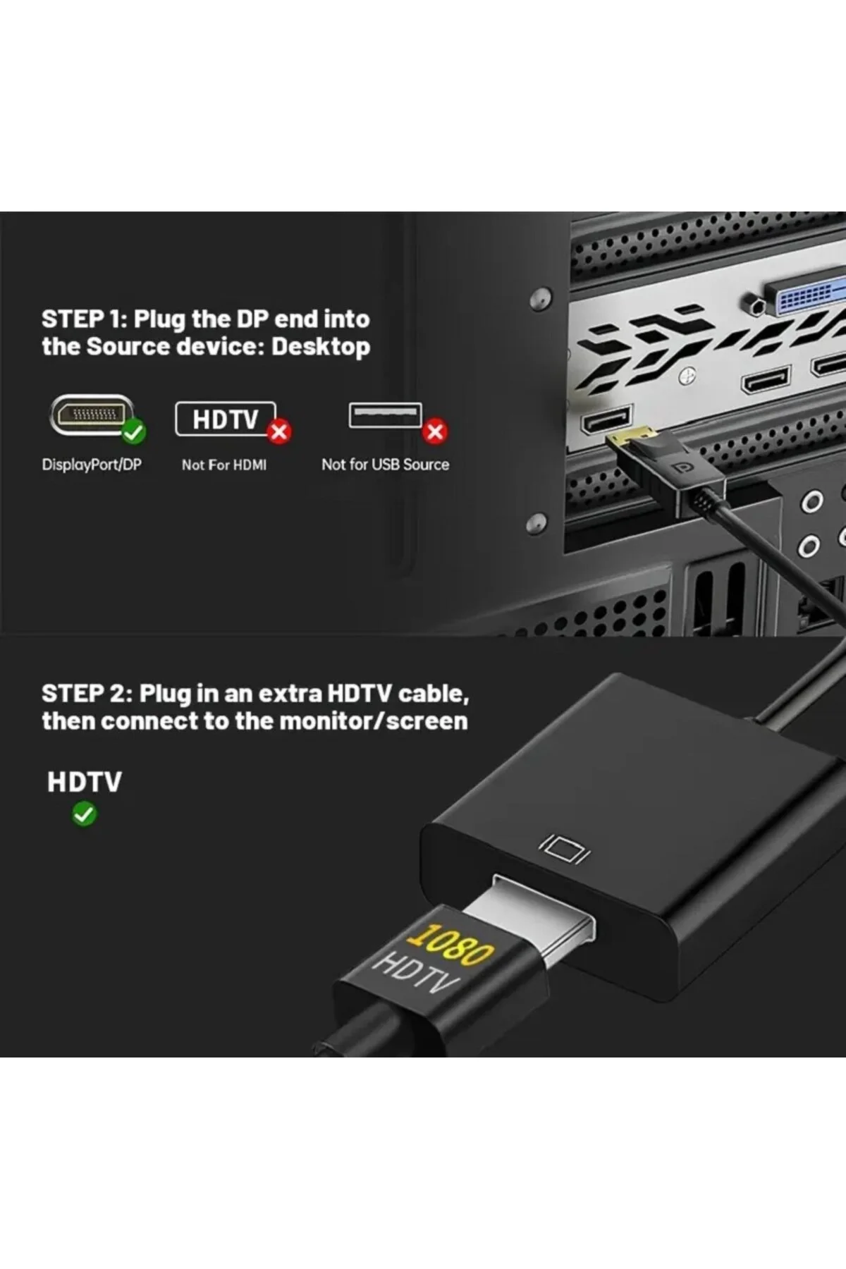 Yeni 2026 Displayport To Hdmi Kablo Display Port Hdmi Çevirici Adaptör Dönüştürcü Kablo 001