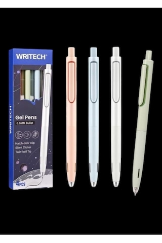 Writech Jel Kalem Seti 4 'lü Mavi Mürekkep W-0154 Up Sessiz Mekanizma Akıcı Yazım Diğer