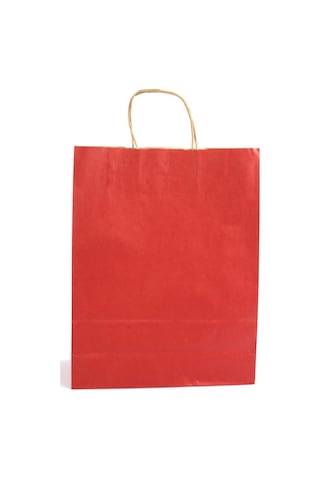 Büküm Saplı Kraft Kağıt Çanta Kırmızı 15x8x20 25'li
