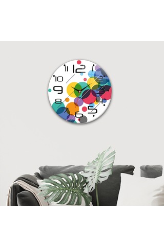 Decorita Cam Saat | Color Dot | Çap40cm Çok Renkli