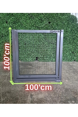 Tel Çit Kapı - Dar Delikli Tel Kapısı - 100 Cm Yükseklik X 100 Cm Eni - -antrastik - Gri