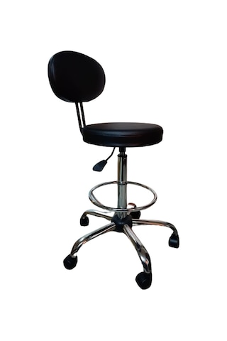 Kasiyer Bar Taburesi Çemberli Krom Yıldız Ayaklı