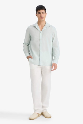 Defacto Regular Fit Polo Yaka Keten Karışımlı Yazlık Uzun Kollu Gömlek E0518ax25smgn1260 Yeşil