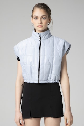 Buz Mavi Dericlub Wm054 Gerçek Deri Kadın Şişme Yelek Açık Mavi