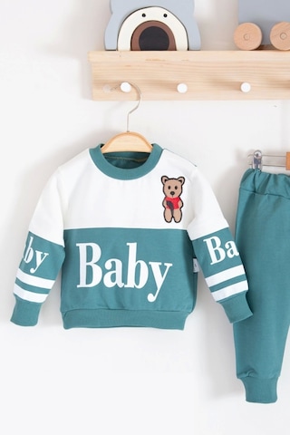 Babydonat Baby Desenli 2'li % 100 Pamuk Erkek Bebek Takımı Yeşil