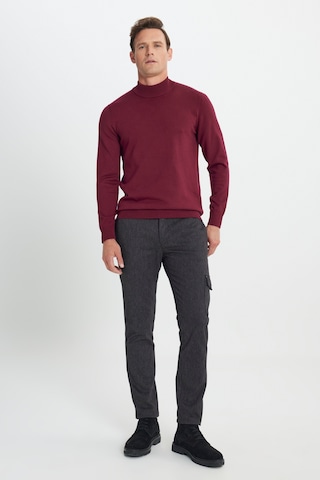 Ac&Co / Altınyıldız Classics Erkek Bordo Standart Fit Normal Kesim Yarım Balıkçı Yaka Triko Kazak Bordo