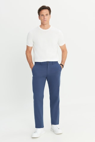 AC&Co / Altınyıldız Classics Erkek Indıgo Pamuklu Comfort Fit Rahat Kesim Yan Cepli Armürlü Esnek Pantolon İndigo
