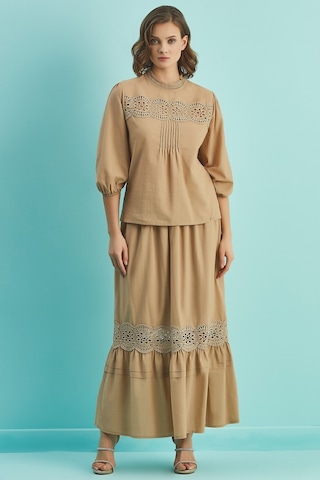 Kloş Kahverengi Vual Etek Kahverengi