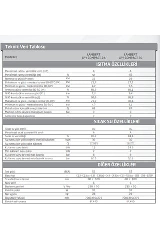 Baymak Lambert Lpy Compact 24 KW Tam Yoğuşmalı Kombi