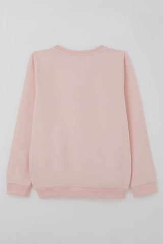 Breeze Kız Çocuk Sweatshirt Triko Papatya Aplikeli 4-8 Yaş , Pudra