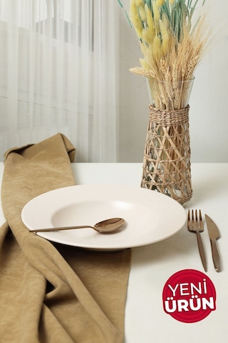 Keramika Mat Krem İyonya Makarna Tabağı 28 Cm 950 Krem