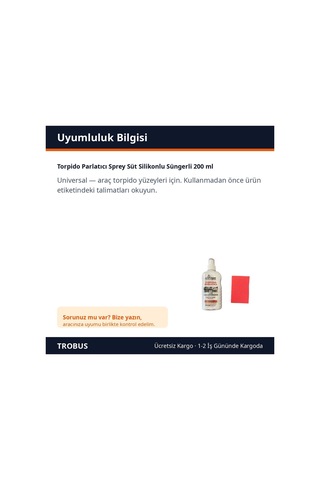 Trobus Torpido Parlatıcı Sprey Süt Silikonlu Süngerli 200 Ml